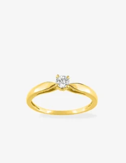 Bague solitaire plaqué or et oxyde de zirconium 3,5 mm SO OR