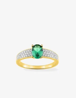 Bague solitaire plaquée or et oxydes de zirconium SO OR
