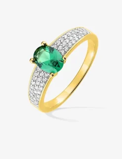 Bague solitaire plaquée or et oxydes de zirconium SO OR