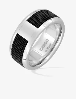 Bague texturée en acier pour homme SO OR
