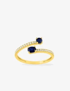 Bague Toi &Moi or jaune 375‰, saphir et oxyde de zirconium SO OR