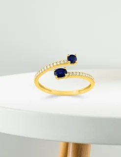 Bague Toi &Moi or jaune 375‰, saphir et oxyde de zirconium SO OR