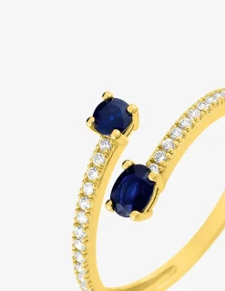 Bague Toi &Moi or jaune 375‰, saphir et oxyde de zirconium SO OR