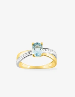Bague topaze bleue, oxydes de zirconium et rhodium SO OR