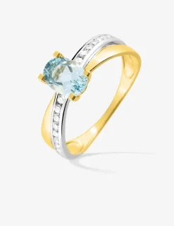 Bague topaze bleue, oxydes de zirconium et rhodium SO OR