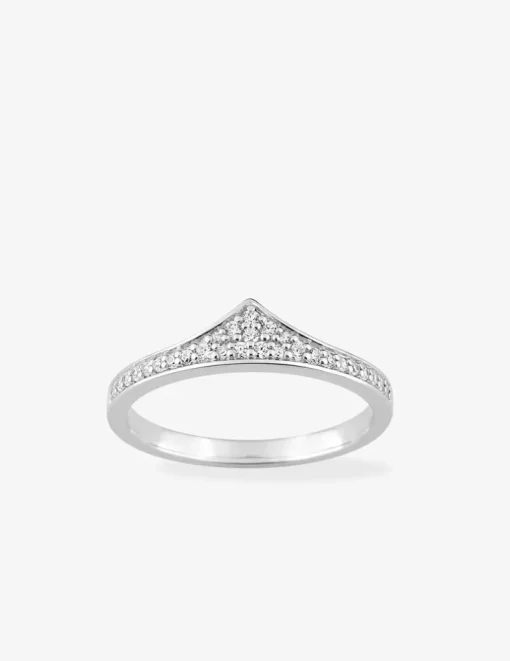 Bague triangulaire argent 925‰ rhodié et oxydes de zirconium SO OR