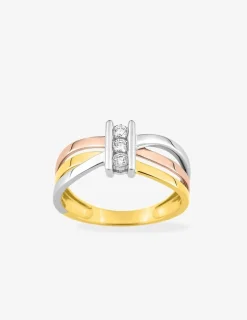 Bague trilogie 3 or 375 ‰ oxyde de zirconium SO OR