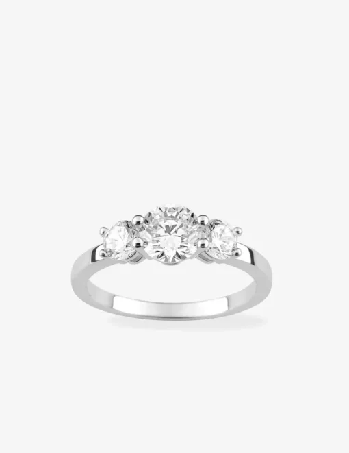 Bague trilogie argent rhodié 925 ‰ et oxyde de zirconium SO OR