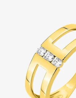 Bague trilogie en or 375‰ et oxydes de zirconium SO OR