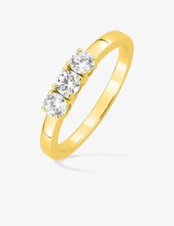 Bague trilogie en plaqué or, oxydes de zirconium SO OR