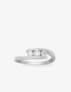 Bague trilogie fantaisie argent rhodié 925 ‰ et oxyde de zirconium SO OR