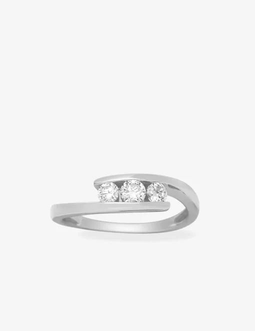 Bague trilogie fantaisie argent rhodié 925 ‰ et oxyde de zirconium SO OR