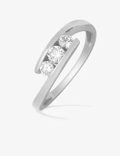 Bague trilogie fantaisie argent rhodié 925 ‰ et oxyde de zirconium SO OR