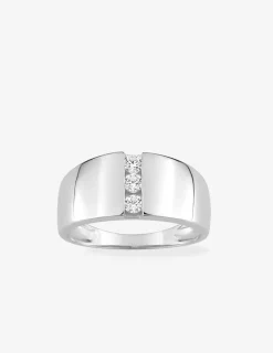 Bague trilogie or blanc 375 ‰ oxyde de zirconium SO OR