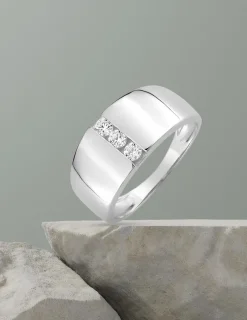 Bague trilogie or blanc 375 ‰ oxyde de zirconium SO OR