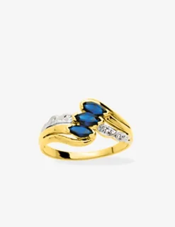Bague trilogie plaqué or et oxydes de zirconium bleus SO OR