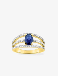 Bague triple plaqué or oxydes de zirconium sur rhodium SO OR