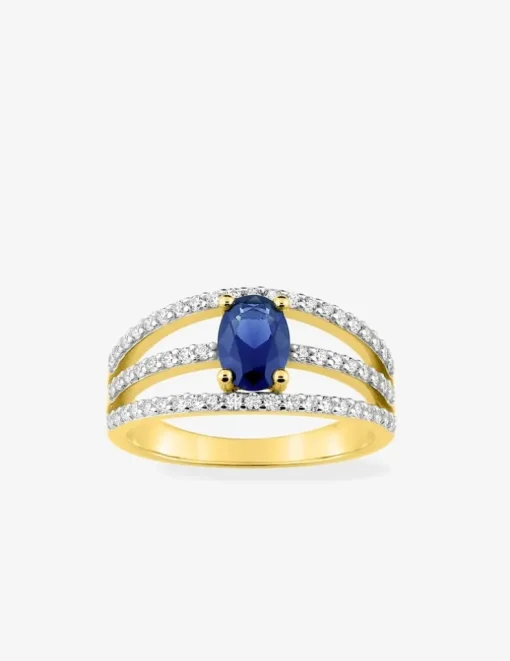 Bague triple plaqué or oxydes de zirconium sur rhodium SO OR