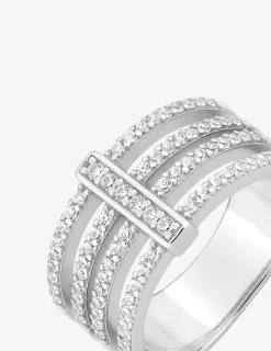 Bague triples anneaux en argent 925 ‰ rhodié et oxydes de zirconium SO OR