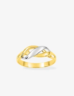 Bague vagues bicolores entremêlées plaqué or et rhodium SO OR
