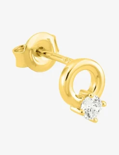 Boucle d'oreille clou à l'unité en plaqué or, motif rond et oxyde de zirconium SO OR