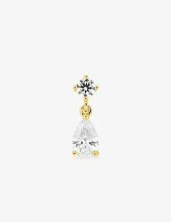 Boucle d'oreille clou à l'unité, plaqué or et oxydes de zirconium SO OR