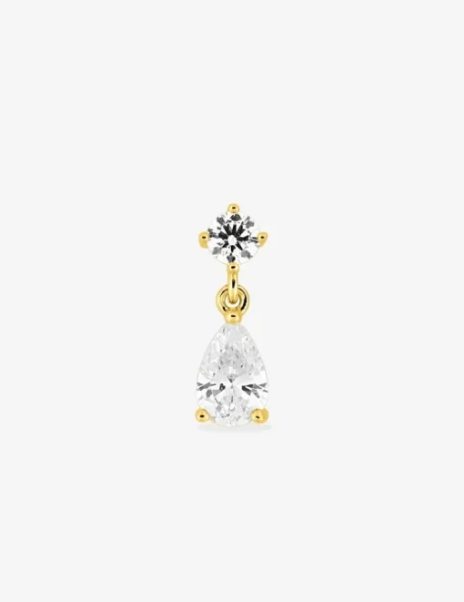 Boucle d'oreille clou à l'unité, plaqué or et oxydes de zirconium SO OR