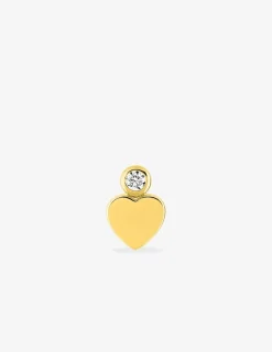 Boucle d'oreille clou à l'unité plaqué or, motif coeur et oxyde de zirconium SO OR