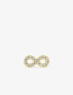 Boucle d'oreille clou à l'unité plaqué or, motif infini et oxydes de zirconium SO OR