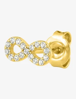 Boucle d'oreille clou à l'unité plaqué or, motif infini et oxydes de zirconium SO OR