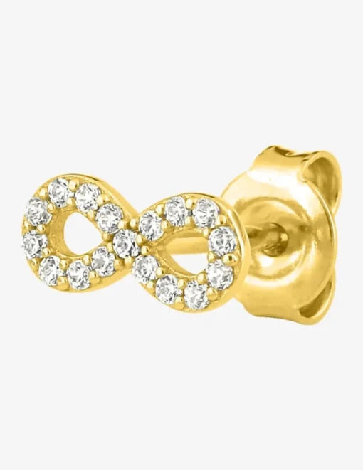 Boucle d'oreille clou à l'unité plaqué or, motif infini et oxydes de zirconium SO OR
