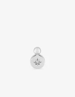 Boucle d'oreille clou à l'unité en argent 925 ‰ rhodié, motif étoile et oxyde de zirconium SO OR