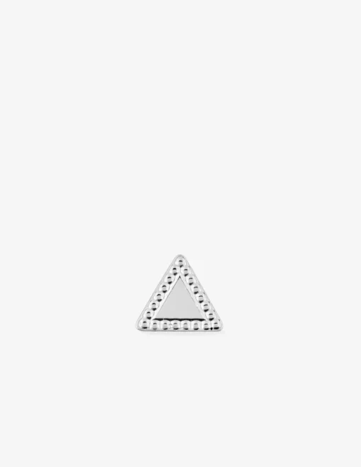Boucle d'oreille clou unitaire en argent 925 ‰ rhodié, motif triangulaire SO OR