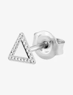 Boucle d'oreille clou unitaire en argent 925 ‰ rhodié, motif triangulaire SO OR