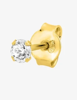 Boucle d'oreille clou unitaire plaqué or avec oxyde de zirconium SO OR