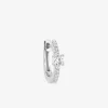 Boucle d'oreille créole à l'unité en argent 925 ‰ rhodié et oxydes de zirconium SO OR