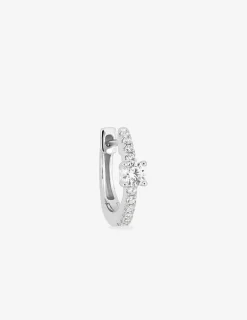Boucle d'oreille créole à l'unité en argent 925 ‰ rhodié et oxydes de zirconium SO OR