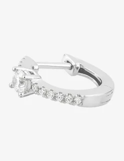Boucle d'oreille créole à l'unité en argent 925 ‰ rhodié et oxydes de zirconium SO OR