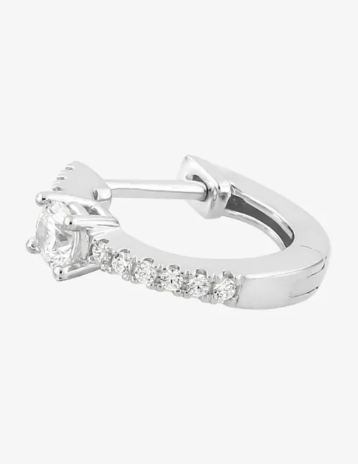 Boucle d'oreille créole à l'unité en argent 925 ‰ rhodié et oxydes de zirconium SO OR