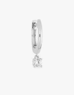 Boucle d'oreille créole à l'unité en argent 925 ‰ rhodié, breloque oxyde de zirconium SO OR