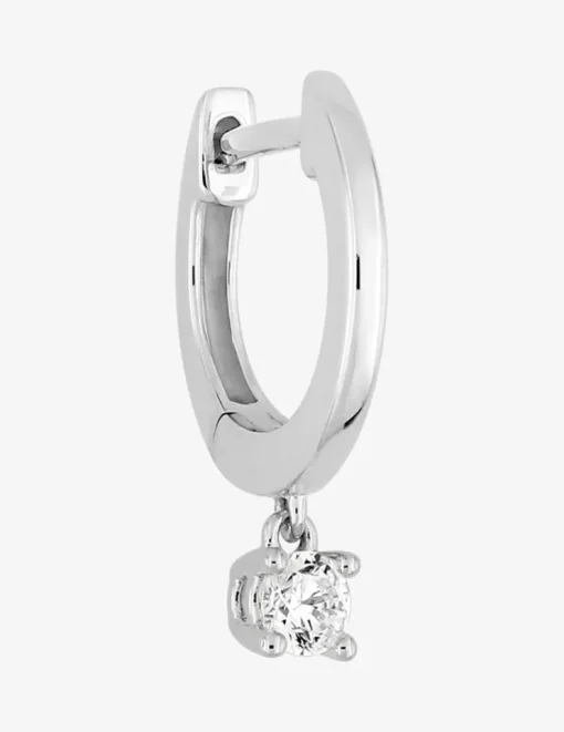 Boucle d'oreille créole à l'unité en argent 925 ‰ rhodié, breloque oxyde de zirconium SO OR