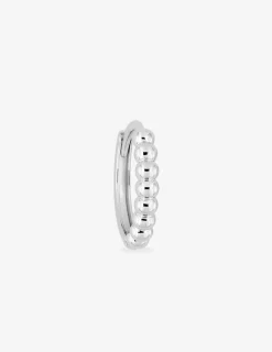Boucle d'oreille créole à l'unité en argent 925 ‰ rhodié, motif boule SO OR