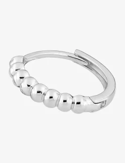 Boucle d'oreille créole à l'unité en argent 925 ‰ rhodié, motif boule SO OR