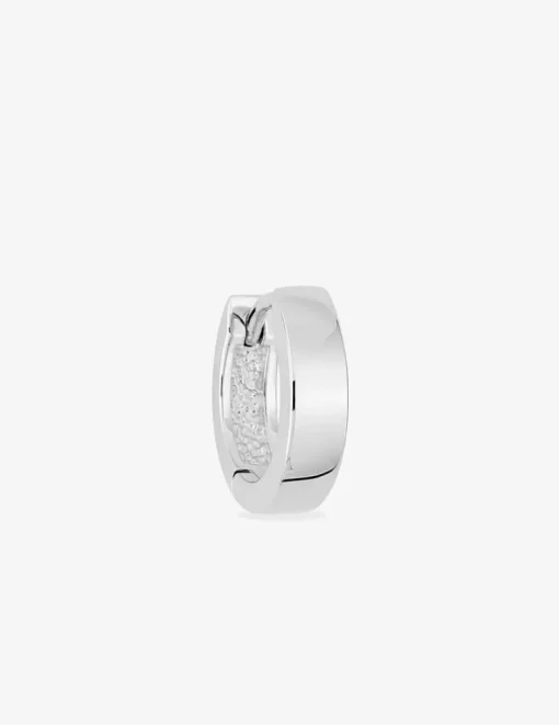 Boucle d'oreille créole à l'unité en argent 925 ‰ rhodié, diamètre 10,6 mm SO OR