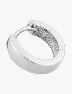 Boucle d'oreille créole à l'unité en argent 925 ‰ rhodié, diamètre 10,6 mm SO OR