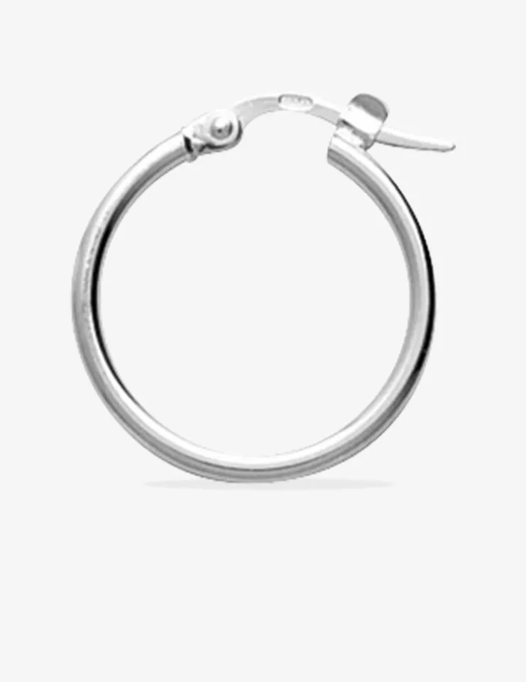 Boucle d'oreille créole unitaire en argent 925 ‰ rhodié, diamètre 15 mm SO OR