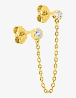 Boucle d'oreille double trous à l'unité plaqué or et oxydes de zirconium SO OR