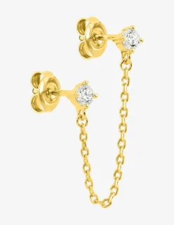 Boucle d'oreille double trous à l'unité plaqué or, oxydes de zirconium SO OR