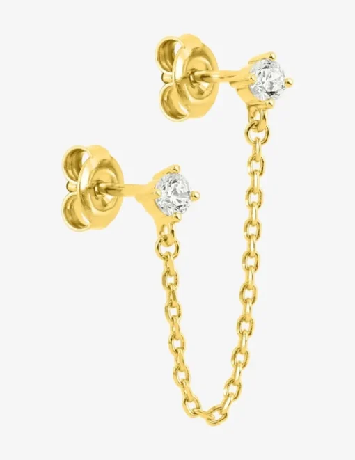 Boucle d'oreille double trous à l'unité plaqué or, oxydes de zirconium SO OR