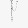 Boucle d'oreille double trous à l'unité en argent 925 ‰ rhodié, trois oxydes de zirconium SO OR